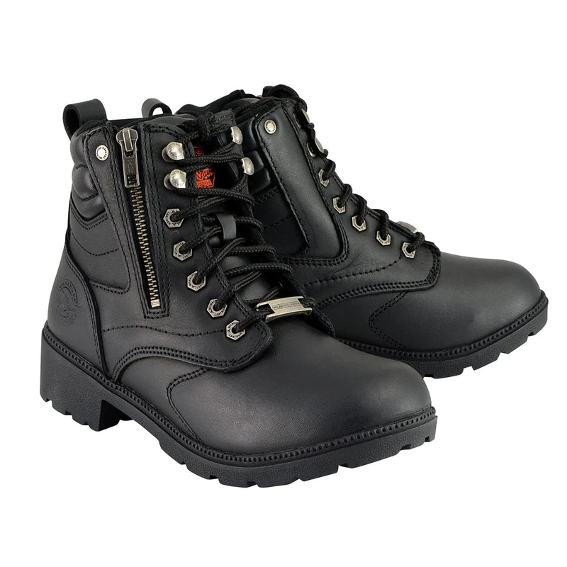 Milwaukee Leather Women's Wide Side Zipper Plain Toe Boots (Black, Size 8.5W) - Image 1
