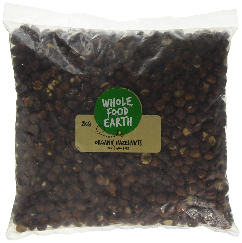 Wholefood Earth Organic Hazelnuts – 2 kg | Raw | GMO Free | Vegan | High Fibre | Certified Organic