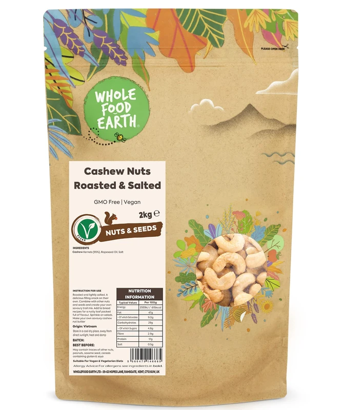 Wholefood Earth - Roasted and Salted Cashew Nuts, 2 kg - Image 1