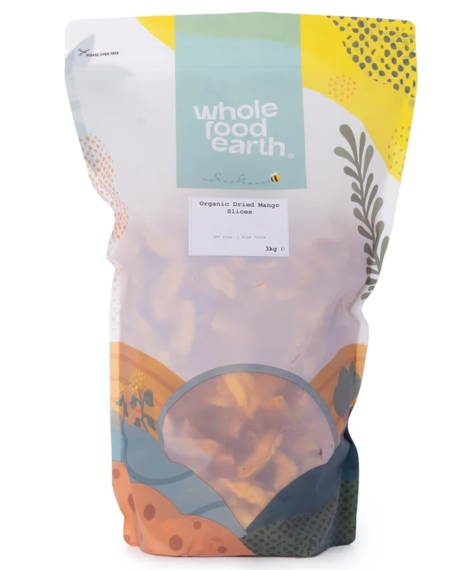 Wholefood Earth Organic Dried Mango Slices – 3 kg | GMO Free | Vegan | High Fibre | Certified Organic