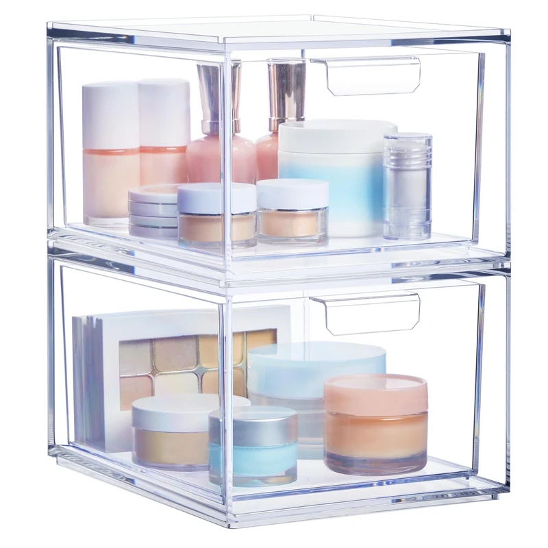 STORi US Acrylic® Audrey 2-Pack Small Stackable Cosmetic Organizer Drawers - Image 1