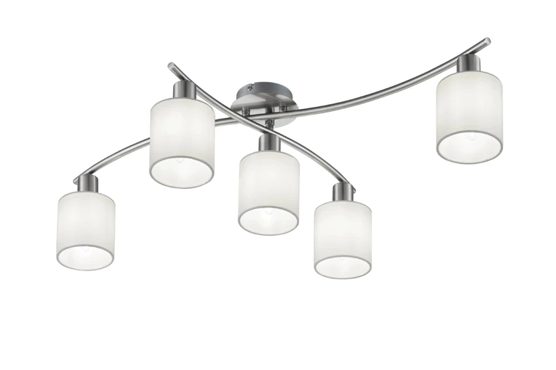 Trio Leuchten Garda Ceiling Light - Nickel and White Fabric