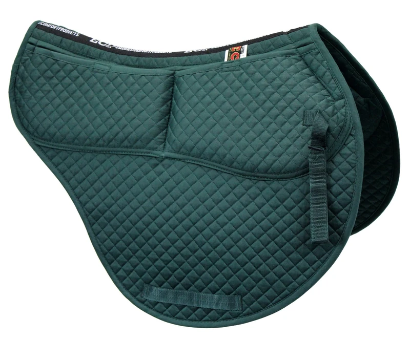 ECP Equine Comfort Products All-Purpose Contoured Correction Saddle Pad with Adjustable Memory Foam Inserts for Custom Support, Non-Slip, Shock Absorbing, 22” Spine, 19.5” Drop, Hunter Green