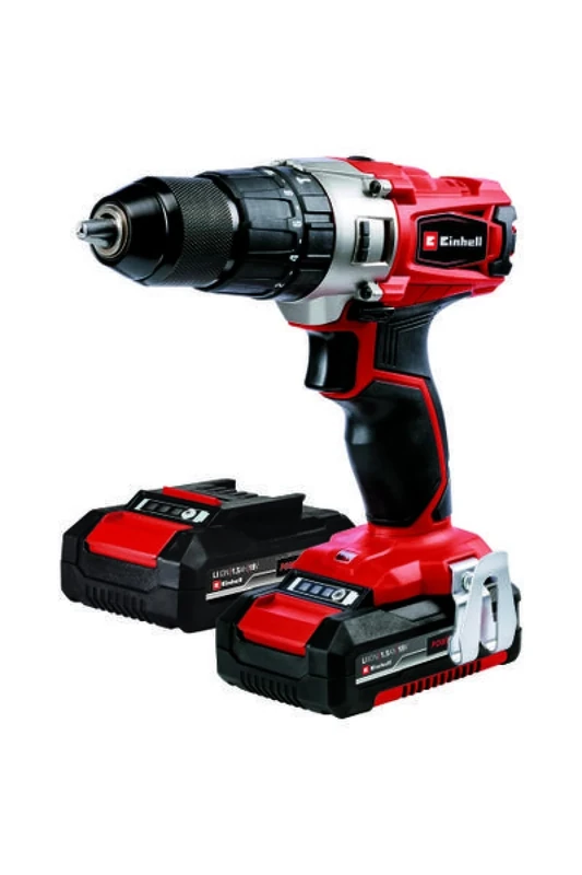 Einhell Power X-Change 44Nm Cordless Drill Driver with 2 x Batteries and Charger - 18V, 3-in-1 Combi Drill, Hammer Drill and Screwdriver - TE-CD 18/2 Li-i High Power Drill Set and Storage Case