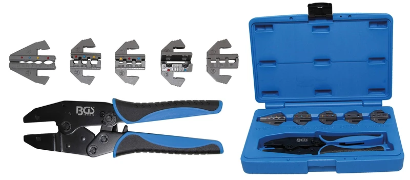 BGS 9098 | Crimping Tool Set with | 5 Pairs of Jaws