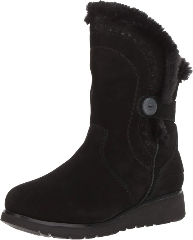 Skechers Women's Keepsakes Wedge Cozy Peak Mid Calf Boot, Black , 8 UK medium