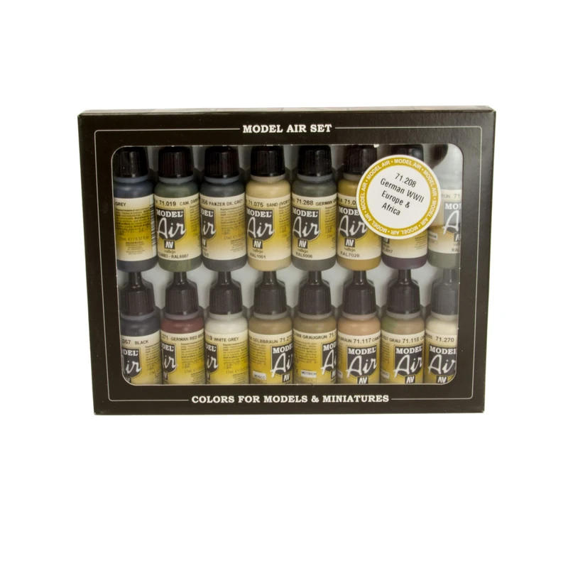 Acrylicos Vallejo "German WWII Europe & Africa" Model Air Set, 17 ml (Pack of 16)