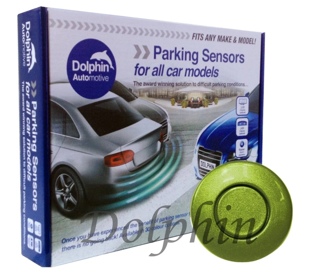 Dolphin Automotive DPS400 Reverse Parking Sensors Auto Express Award Winning In 32 Colours 4 Ultrasonic Radar Sensors Kit Audio Alert System Matt & Gloss Black +30 More Colours (Grass Green)