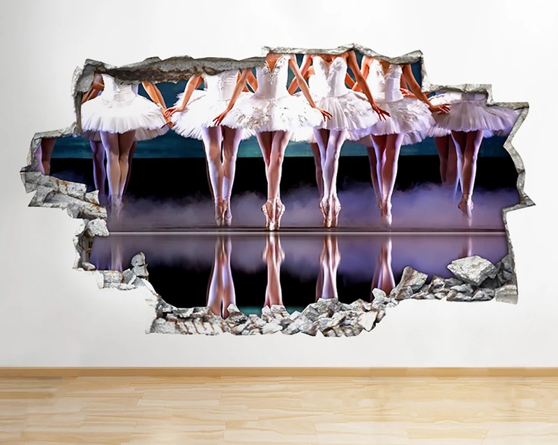 Q695 Ballet Class Hobby Bedroom Smashed Wall Decal 3D Art Stickers Vinyl RoomKids Bedroom Baby Nursery Cool Livingroom Hall Boys Girls
