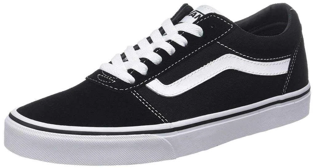 Mens Vans Size 10, Ward Sneaker Black & White Suede Canvas Lace Up Shoes, Low Top Men's Trainers, Lightweight Sports Shoes by Vans Active Wear Range (10 UK)