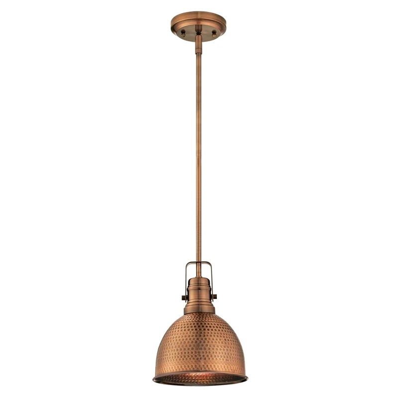 Westinghouse Lighting 61038 One-Light Indoor Pendant, Washed Copper Finish with Hammered Shade,20 cm