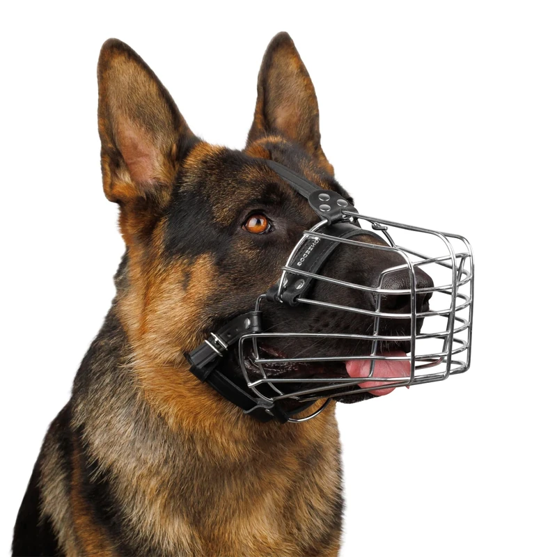 BRONZEDOG Wire Dog Muzzle German Shepherd for Medium Large Dogs Adjustable Durable Metal Basket for Biting Chewing Barking (L)