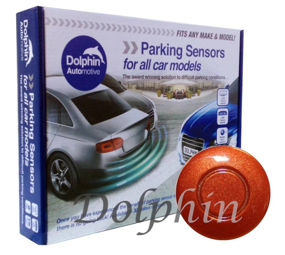Dolphin Automotive DPS400 Reverse Parking Sensors Auto Express Award Winning In 32 Colours 4 Ultrasonic Radar Sensors Kit Audio Alert System Matt & Gloss Black +30 More Colours (Orange)