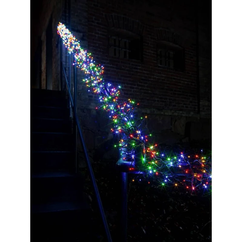Konstsmide LED Cluster Christmas Outdoor Lights/Fairy Lights / 8 Functions, with Memory Control Unit / 768 Multi Coloured Diodes/Black Cable String Lights