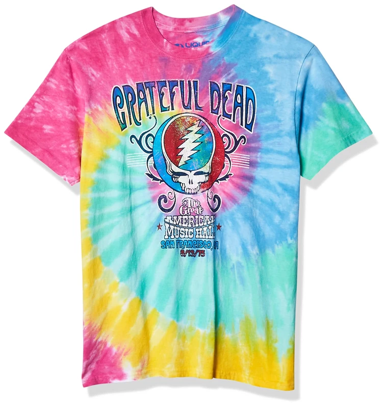 Liquid Blue Men's Grateful Dead Amer Music Hall Spiral T-Shirt, Multi Tie Dye, XL