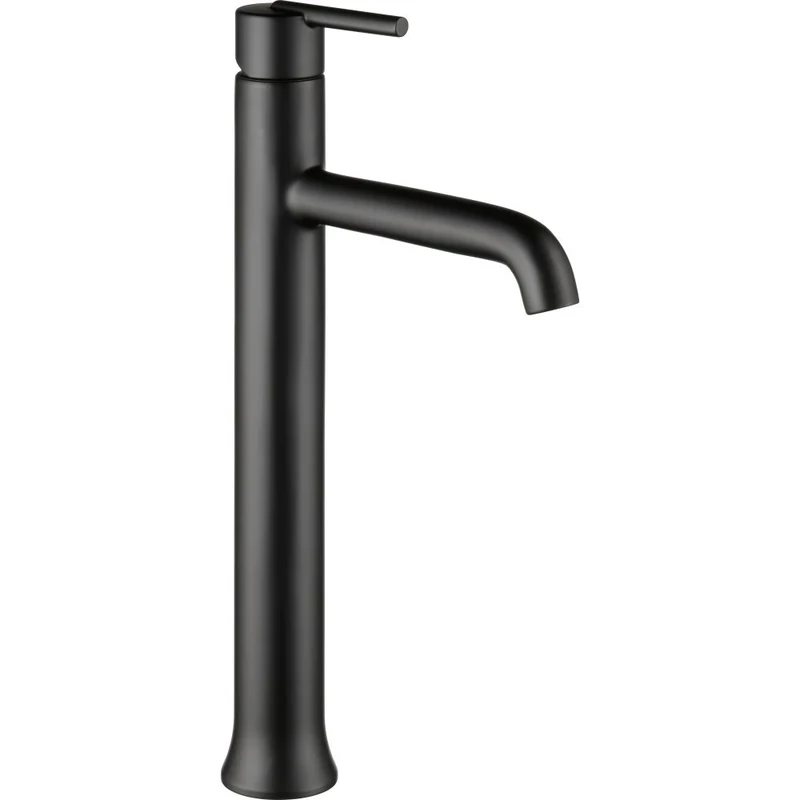 Delta Faucet Trinsic Vessel Sink Faucet, Single Hole Bathroom Faucet, Single Handle Bathroom Sink Faucet Black, Waterfall Faucet, Diamond Seal Technology, Matte Black 759-BL-DST