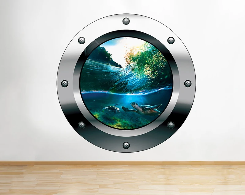Q576 Turtle Underwater Sea Bedroom Window Wall Decal 3D Art Stickers Vinyl RoomKids Bedroom Baby Nursery Cool Livingroom Hall Boys Girls