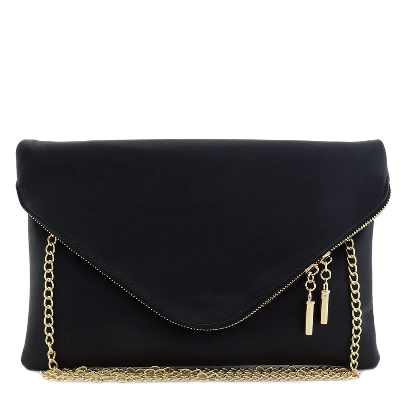 FashionPuzzle Envelope Clutch Evening Bag, Xl-black, One Size