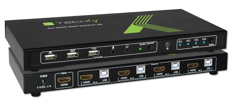 Techly IDATA-KVM-HDMI4U 4 Port HDMI USB KVM Switch 4K - Image 1