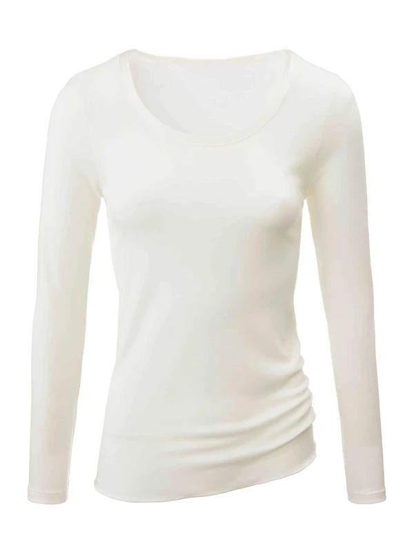 CALIDA Women's True Confidence Top Langarm Undershirt, Cream White, 16