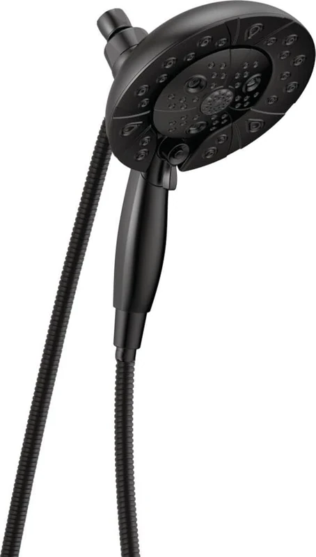 Delta 58480-BL-PK Internal_US_high H2Okinetic In2ition 5-Setting Two-in-One Handshower Showerhead with MagnaTite Technology, Matte Black