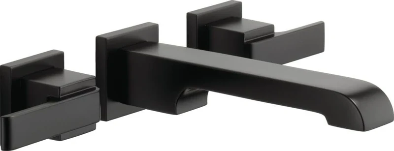 DELTA Faucet T3567LF-BLWL Ara Two Handle Wall Mount Lavatory Faucet Trim, Matte Black