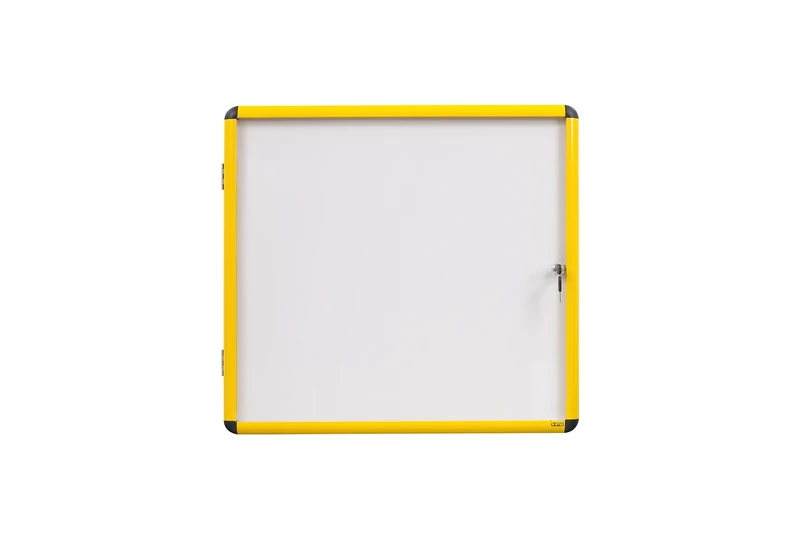 Bi-Office Ultrabrite Display Cabinet 1 x A4 Magnetic with Yellow Aluminium Frame