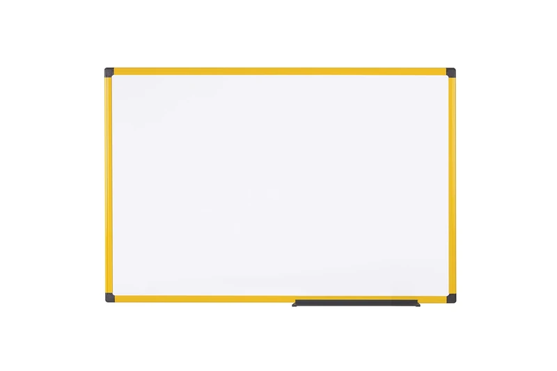 Bi-Office Ultrabrite – 120 x 90 cm Enamel Yellow Aluminium Frame and Pen Tray