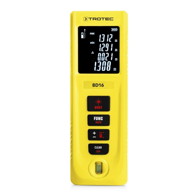 TROTEC Distance meter BD16 (distance measurement 0.05 bis 40m / ± 3mm, 3-point Pythagoras function, IP 54)