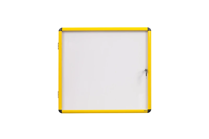 Bi-Office Ultrabrite Display Cabinet 4 x A4 Magnetic with Yellow Aluminium Frame