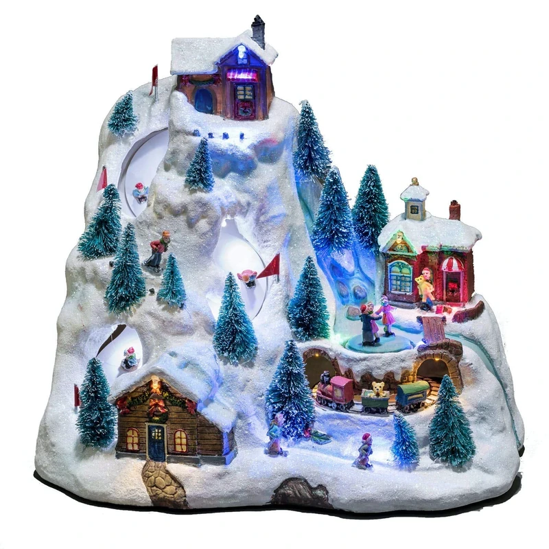 Konstsmide LED Animated Musical Christmas Scene : Mains or Battery : Ski Mountain : 3403-000