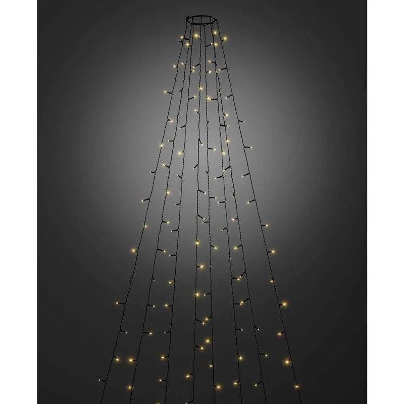 Konstsmide LED "Halo Tree System" Christmas Lights Outdoor 8 Strands of 50 Diodes, with FireFly Lights/Outdoor or Indoor Use (IP20)/400 Amber White Diodes/4m/String Lights Black Cable