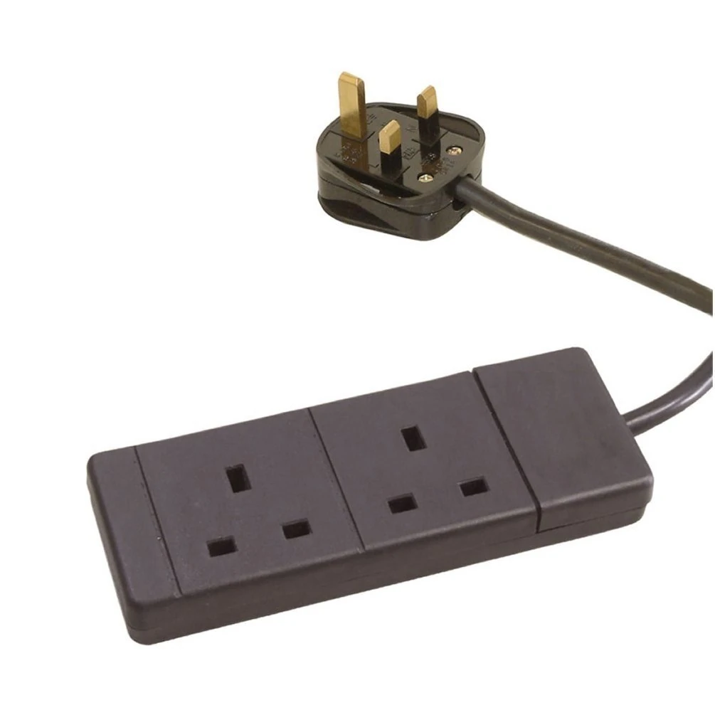 PRO ELEC PELB1800 2 Gang Extension Lead Black, 1m