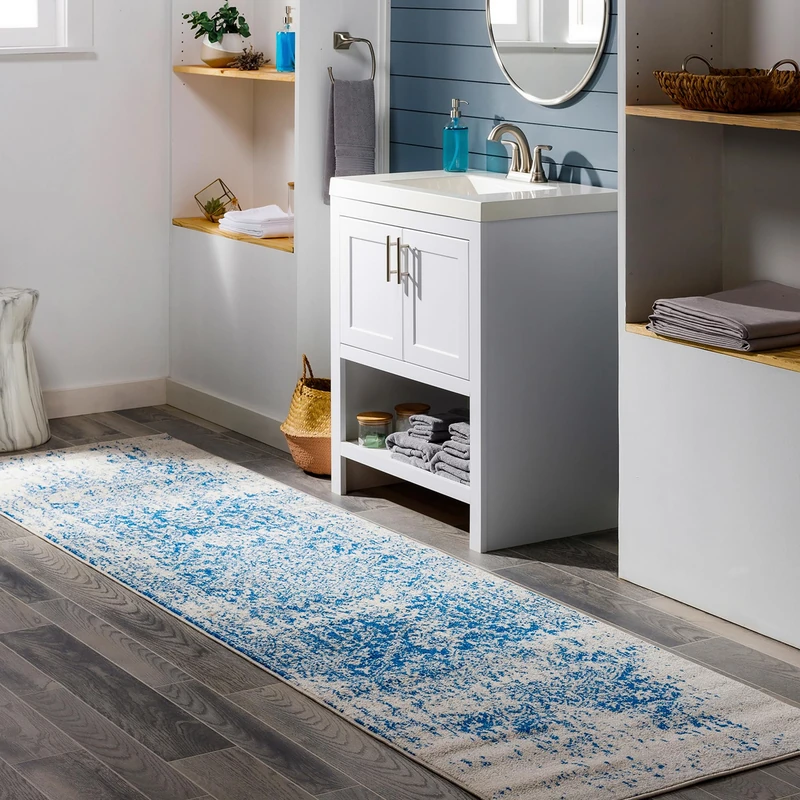 Livabliss Syracusa Vintage – Runner Carpet 80x220 cm for Living Room, Hallway, Kitchen – Traditional Multicolour Boho Style, Easy Care, Bohemian Large Carpet in Blue and Beige