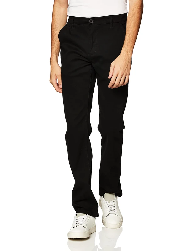 Southpole Men's Flex Stretch Basic Long Chino Pants Casual, Black, 34W x 30L