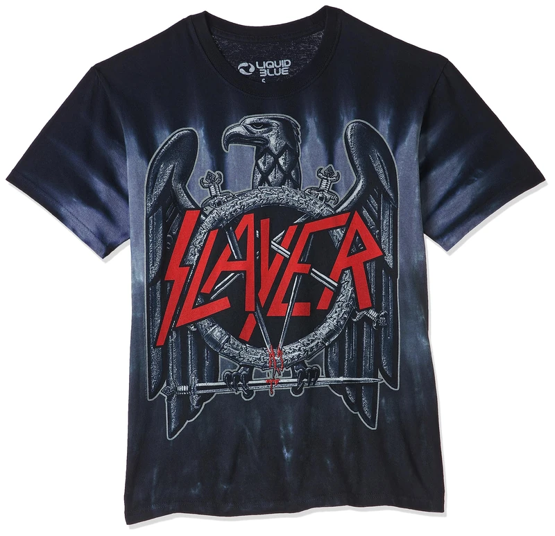 Liquid Blue Men's Slayer Eagle T-Shirt, Gray Tie Die, S - Image 1