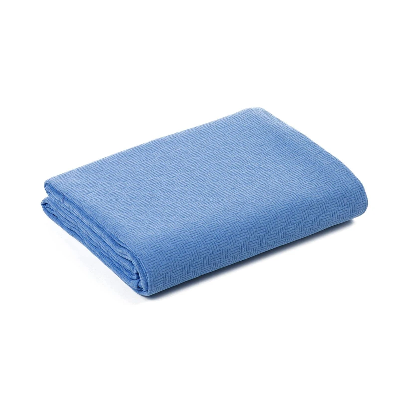 Caleffi - Bedspread-non-quilted Rodeo 100% Cotton Solid Color Double Bluette - Image 1