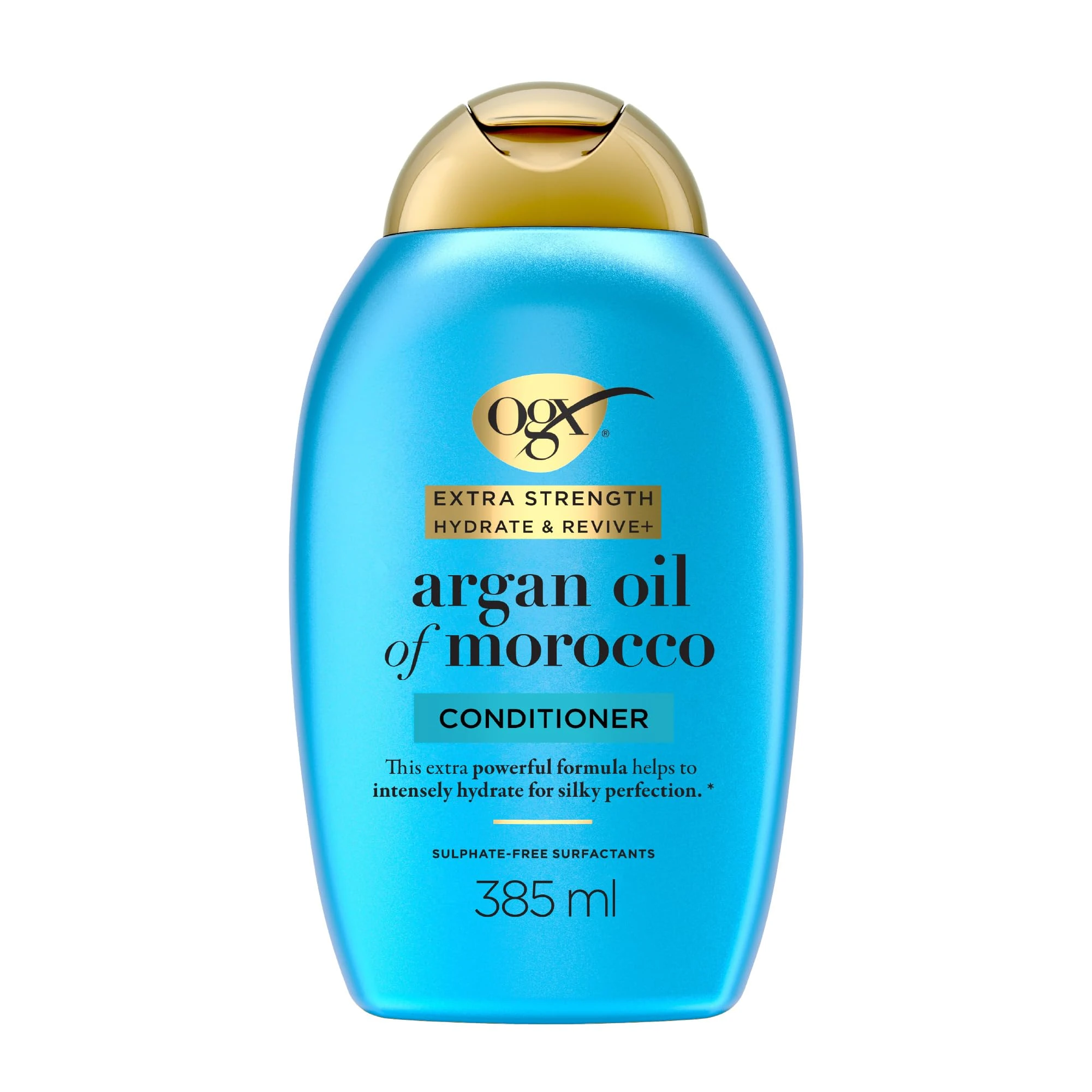 OGX Extra Strength Hydrate & Revive with Argan Oil of Morocco Conditioner, with Silk Proteins, Intensely Hydrates and Locks in Moisture, for Silky Perfection, Sulfate Free, 385ml