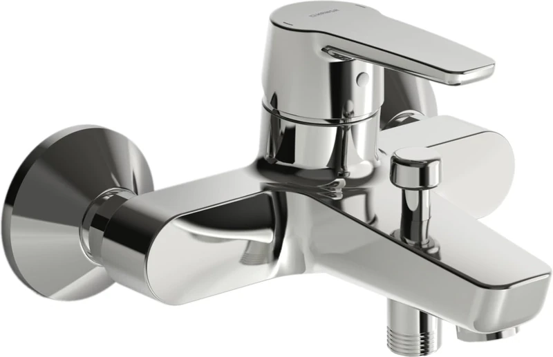 Hansa Hansapinto 51442193 Bath Mixer Tap for Wall Mounting Automatic Reset Shower/Bath Aerator 20/19 l/min Projection 157 mm