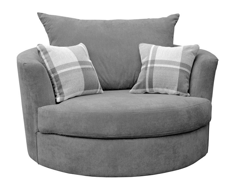 Sofas and More Large Swivel Round Cuddle Chair Fabric (Grey)
