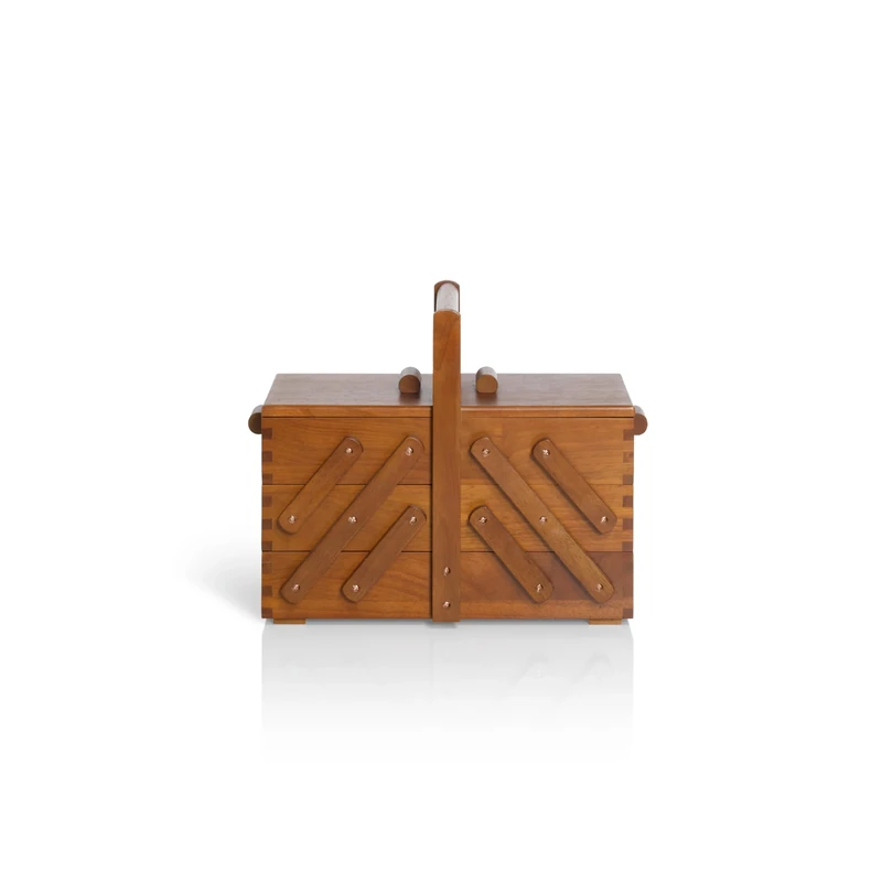 Prym Dark Wood Sewing Box Medium Brown 612549