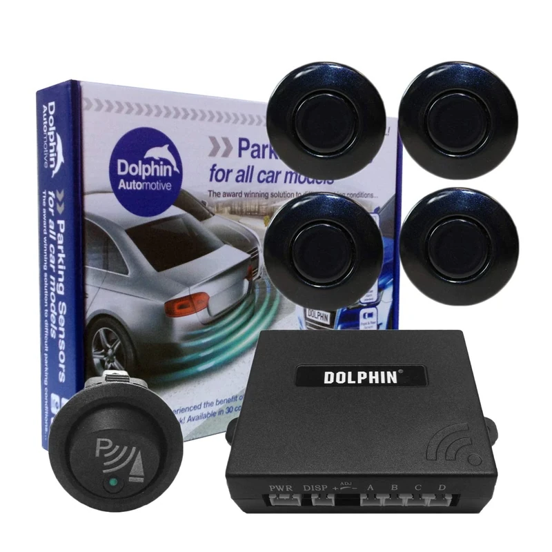 Dolphin Car Van Front Parking Sensors With Longer 6m Leads and Parking Switch in 32 Coloured Options UK (Navy Blue)
