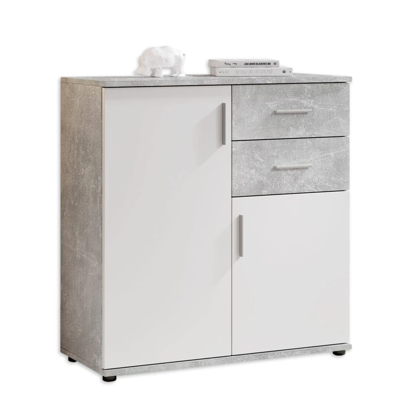 Stella Trading Bobby 4 Chest of Drawers, Concrete, Breite 80 cm, Höhe 82 cm