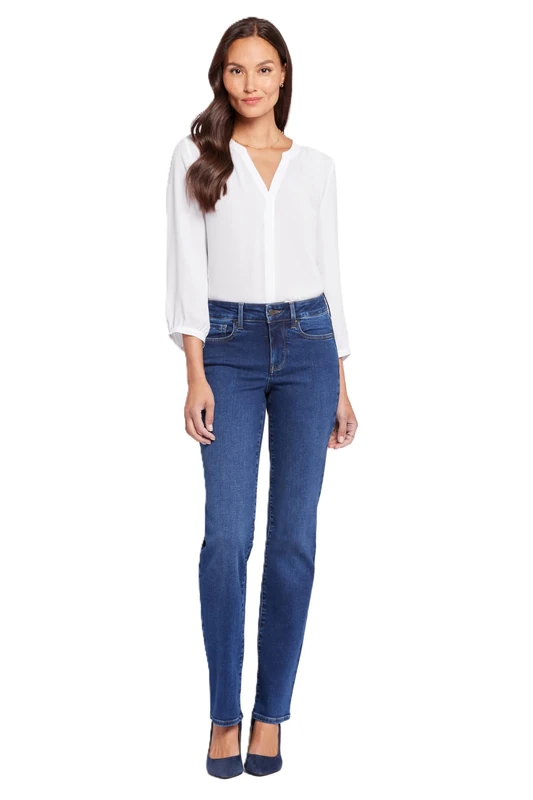 NYDJ Petite Marilyn Straight Jeans - Blue - 8 Petite