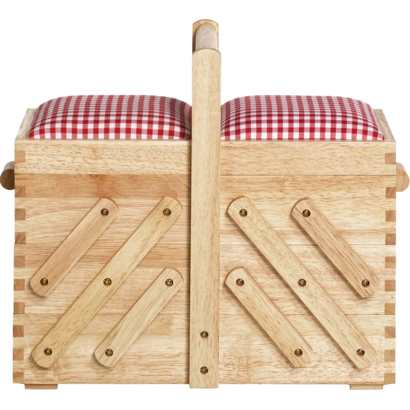 Prym 612547 Wood Light M with Fabric Sewing Box, Brown, Beige, M