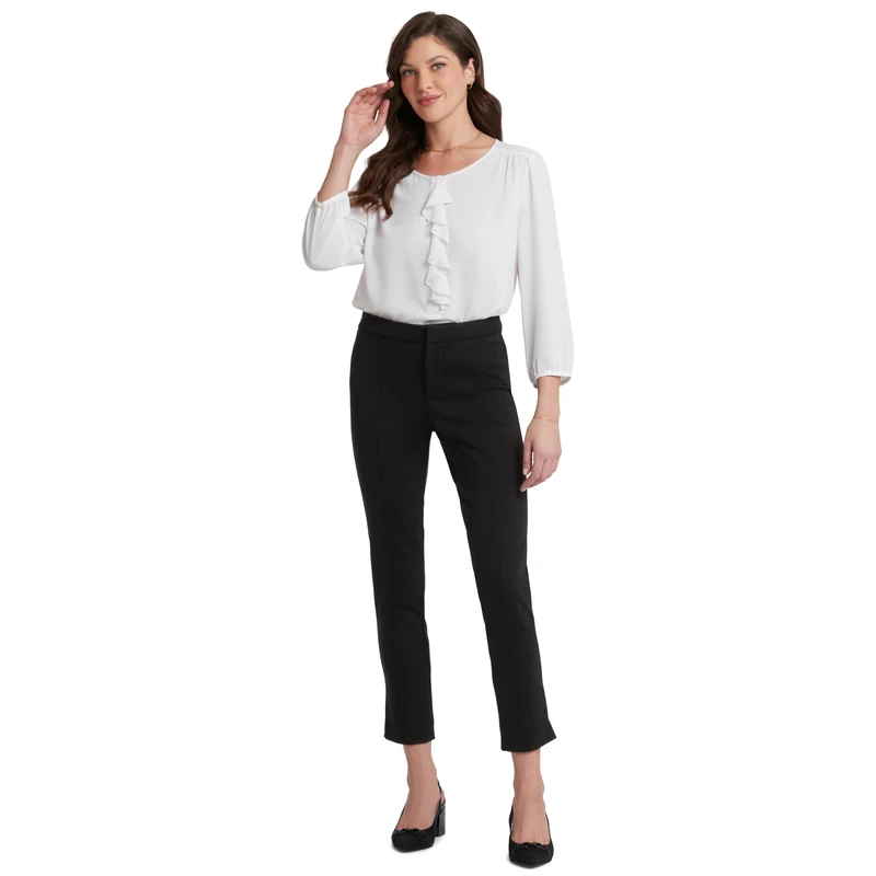 NYDJ Women's Petite Size Trouser Ponte Pant, Black, 16
