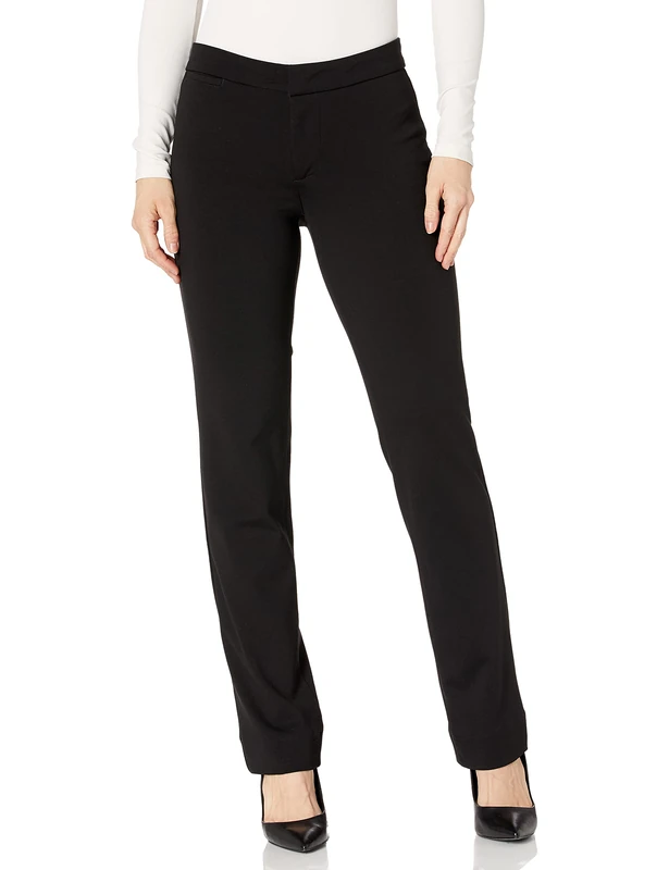 NYDJ Women's Petite Ponte Trouser Pant, Black, 0 Plus
