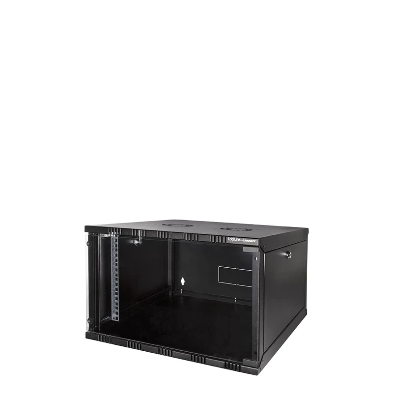 LogiLink W06A54B ECO Wall Cabinet 6HE (560 mm Depth), Flat Pack (Unassembled), 48.26 cm (19 Inches) Black