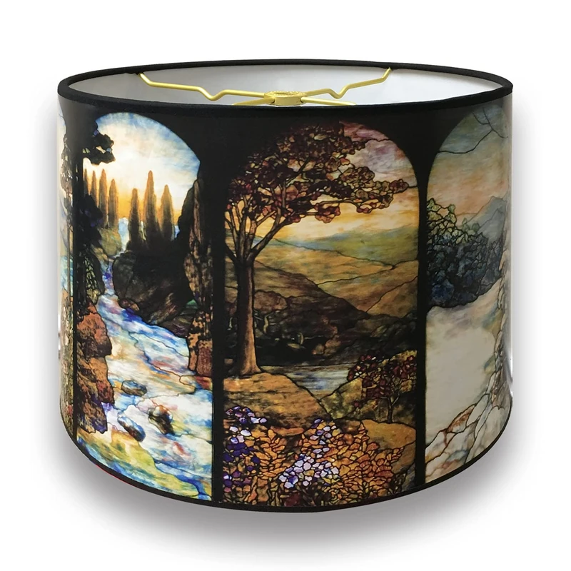 Royal Designs Modern Trendy Decorative Handmade Lamp Shade - Made in USA - Four Seasons Stained Glass Design - 10 x 10 x 8