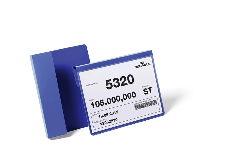 Durable Pallet Hanging Pocket A - Landscape Format - Pack of 50 Dark Blue Labelling Pockets - Ideal For Labelling Shelfs, Racking, Boxes, etc.